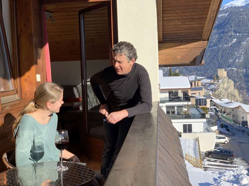 Sunny balcony overlooking Ladis