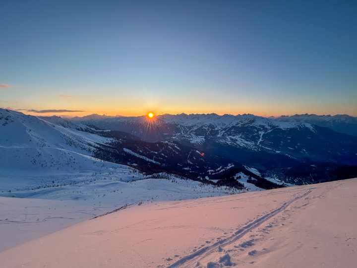 Sunset, seen from the Glockturm ridge from the other side of the valley